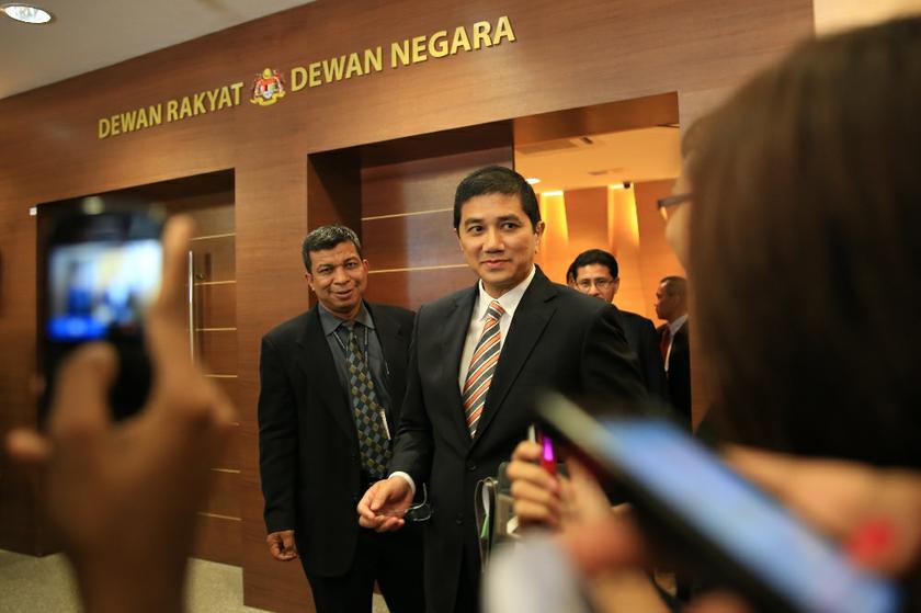 MP for Gombak Azmin Ali walks out of Dewan Rakyat after being ejected by Speaker Tan Sri Pandikar Amin Mulia April 10 2014. u00e2u20acu201d Picture by Saw Siow Feng