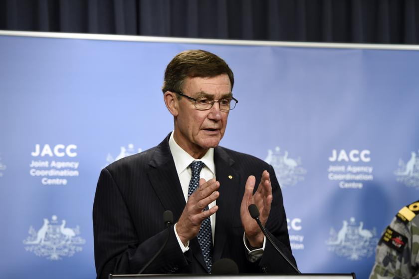 Former Australian Air Chief Marshal Angus Houston addresses the media regarding the missing Malaysia Airlines Flight MH370 at Dumas House in Perth April 14, 2014. u00e2u20acu201d Reuters pic