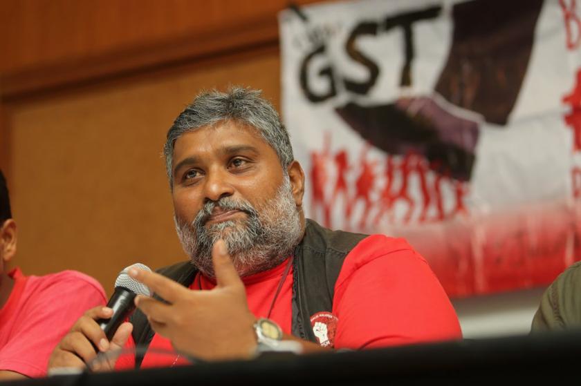 Spokesperson for the May 1 committee S. Arutchelvan speaks at the press conference on the anti-GST May Day rally, on April 25, 2014. u00e2u20acu201d Picture by Choo Choy May