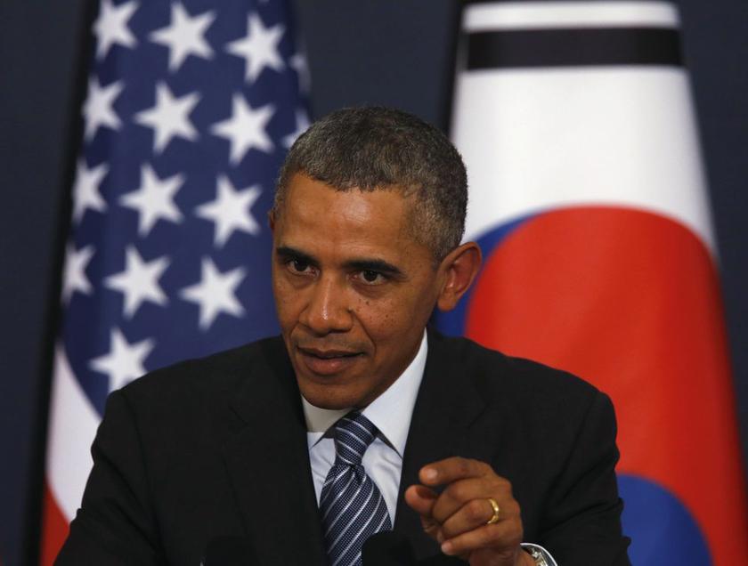 US President Barack Obama gestures as he answers a question during a joint news conference after their meeting at the presidential Blue House in Seoul April 25, 2014. u00e2u20acu2022 Reuters pic  