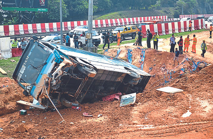 Passengers allege the driver fell asleep at the wheel before the bus veered off the highway into a construction site. u00e2u20acu201d Bernama pic