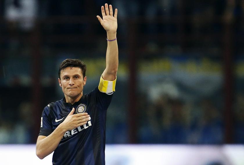 Inter Milanu00e2u20acu2122s captain Javier Zanetti celebrates at the end of their Italian Serie A football match against Lazio at San Siro stadium in Milan, May 11, 2014. u00e2u20acu2022 Reuters pic