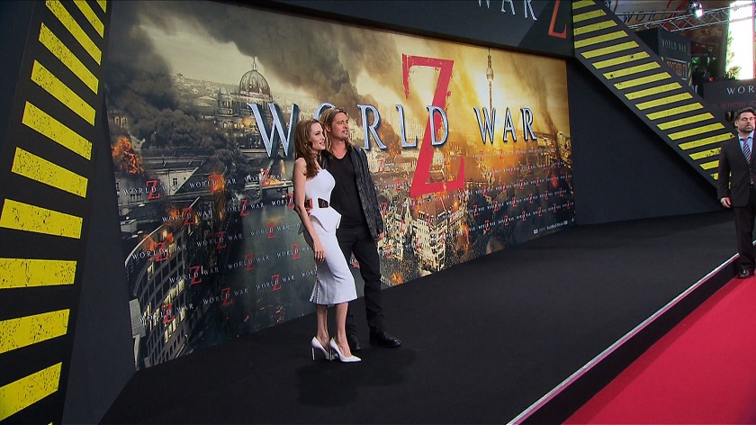 Angelina Jolie and Brad Pitt at the premiere of World War Z. u00e2u20acu201d Cover Media pic