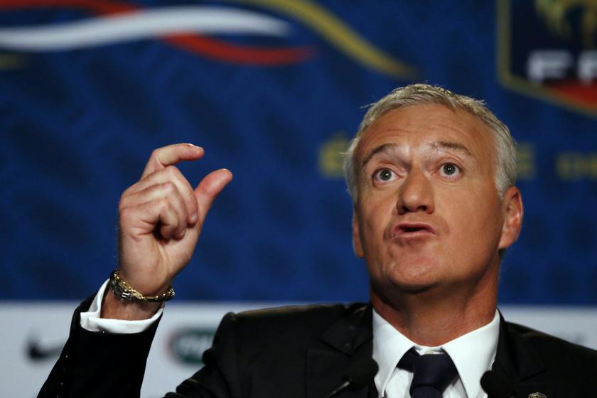France's national soccer team coach Didier Deschamps gestures during a news conference after he named the 23-man squad for the World Cup in Brazil, in Boulogne-Billancourt, near Paris, May 13, 2014. u00e2u20acu201d Reuters pic