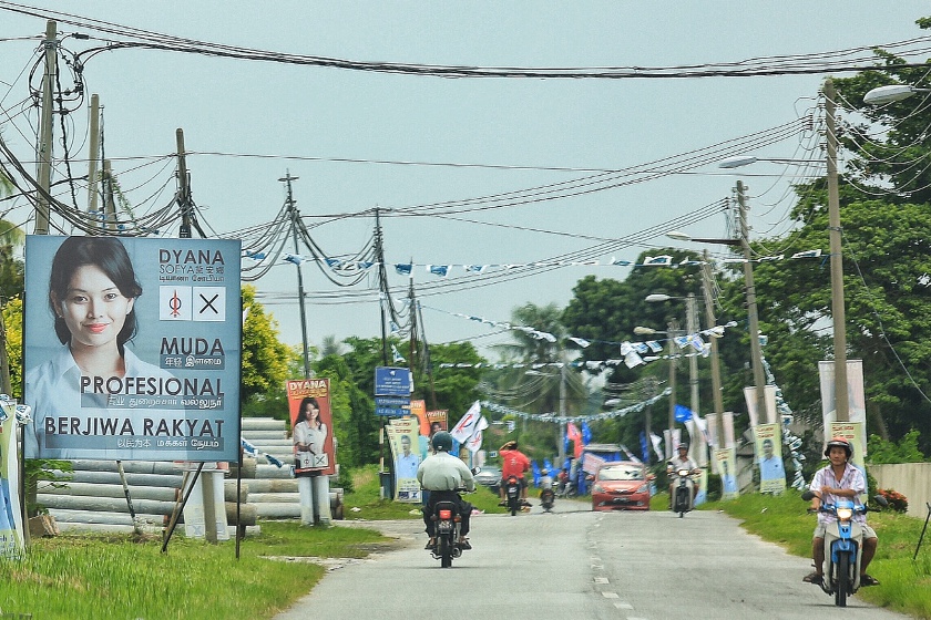 Giant billboards of DAP candidate for the Teluk Intan by-election, Dyana Sofya is seen along the street at Teluk Intan, May 29, 2014. u00e2u20acu201d Picture by Saw Siow Feng