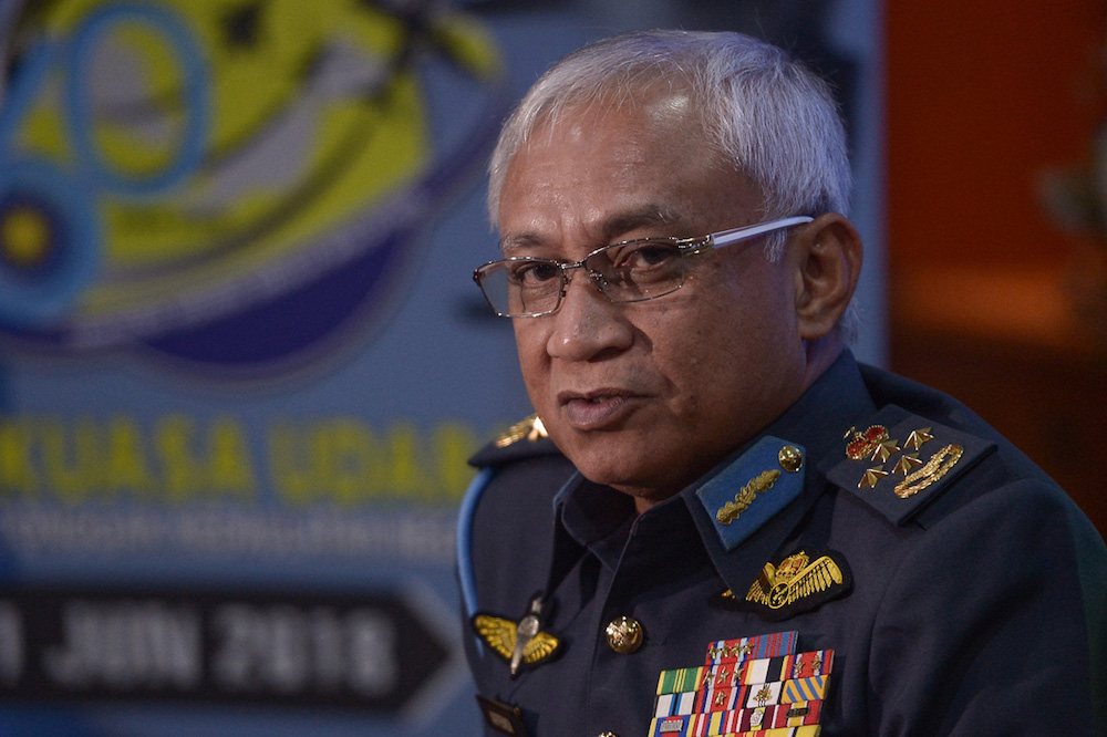 Royal Malaysia Air Force (RMAF) chief Gen Tan Sri Affendi Buang speaks during a press conference for the 60th RMAF Day at Subang Air Base on May 30, 2018. u00e2u20acu201d Picture by Mukhriz Hazim
