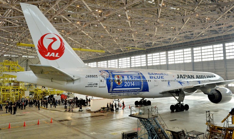 Brazilian aviation authorities threatened airlines with heavy fines for late flights during World Cup 2014. File photo shows a specially-decorated Japan Airlinesu00e2u20acu2122 jetliner that support Japanu00e2u20acu2122s team. u00e2u20acu201d AFP pic