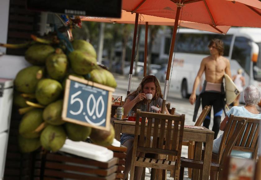 Grin and bear it at breakfast at a restaurant at Ipanema beach in Rio de Janeiro.