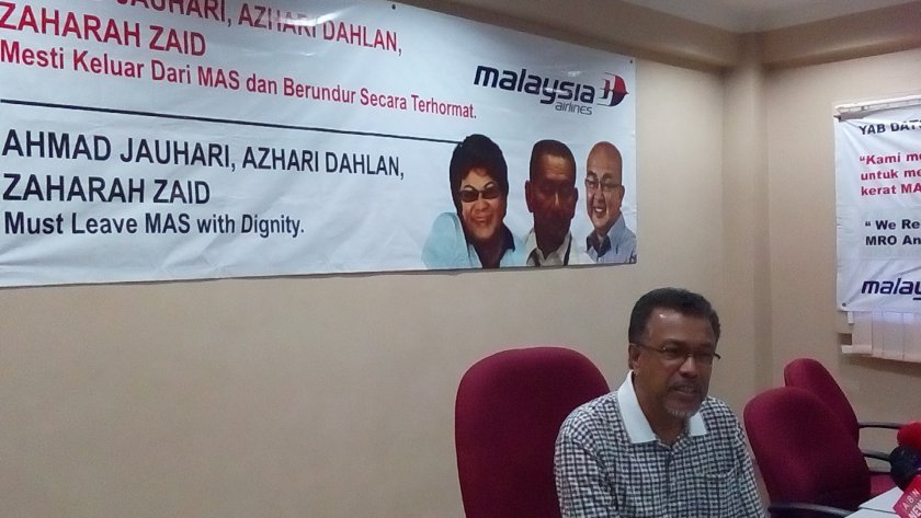 Mohd Jabbarullah Abd Kadir, executive secretary of Malaysian Airlines System Employees Union (Maseu) said the union was begging the prime minister to save the ailing national carrier. u00e2u20acu201d Picture by Ida Lim