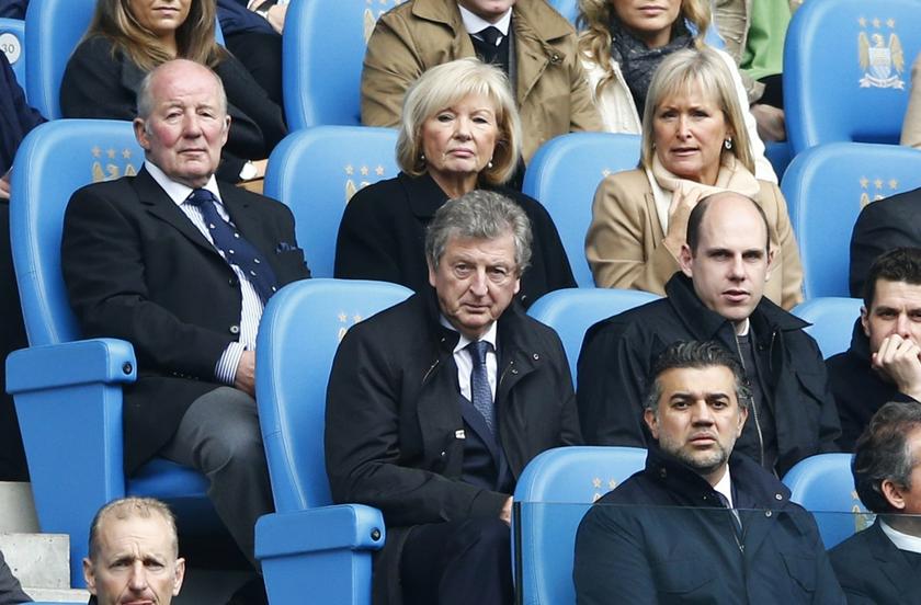 England manager Roy Hodgson (centre) watches Manchester City play Southampton during their English Premier League match in Manchester, April 5, 2014. u00e2u20acu201d Reuters pic