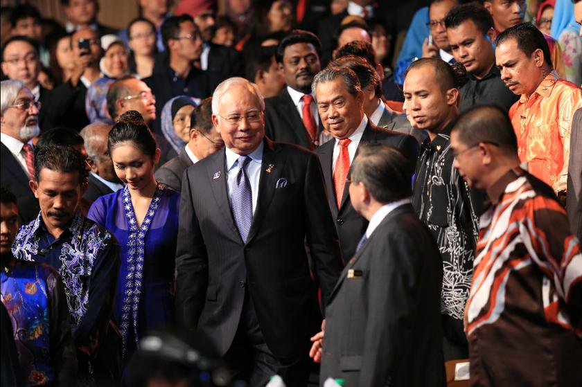 Prime Minister Datuk Seri Najib Razak (centre) arrives at the unveiling of the National Transformation Programme Annual Report 2013 at Auditorium Perdana, Angkasapuri, in Kuala Lumpur, on May 12, 2014. u00e2u20acu201d Picture by Saw Siow Feng
