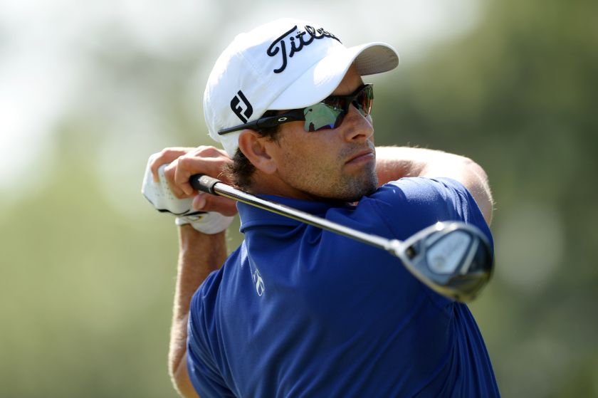 Adam Scott tees off on the 10th hole during the first round of The Players Championship at TPC Sawgrass-Stadium Course, Florida, May 8, 2104. u00e2u20acu201d Picture by John David Mercer-USA TODAY Sports