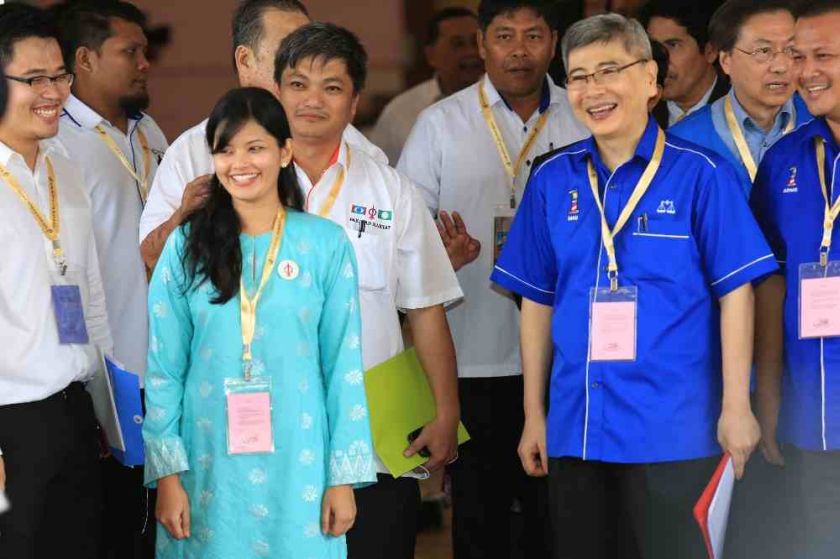 DAP candidate Dyana Sofya Mohd Daud with BN candidate Mah Siew Keong on nomination day, Teluk Intan, May 19, 2014. u00e2u20acu201d Picture by Saw Siow Feng
