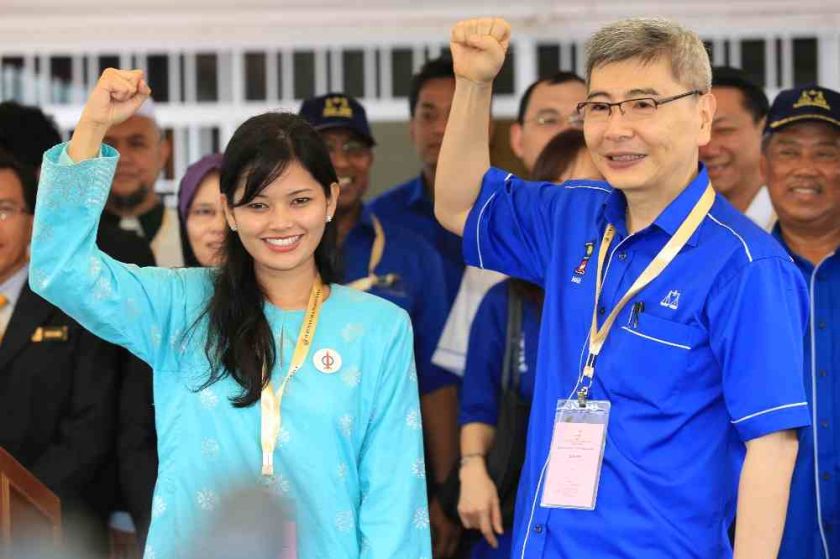 DAP candidate Dyana Sofya Mohd Daud with BN candidate Mah Siew Keong on nomination day, Teluk Intan, May 19, 2014. u00e2u20acu201d Picture by Saw Siow Feng