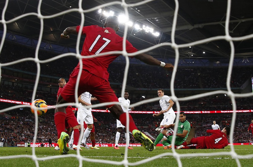 England's Phil Jagielka scores against Peru during their international friendly match at Wembley Stadium in London May 30, 2014. u00e2u20acu201du00c2u00a0Reuters pic