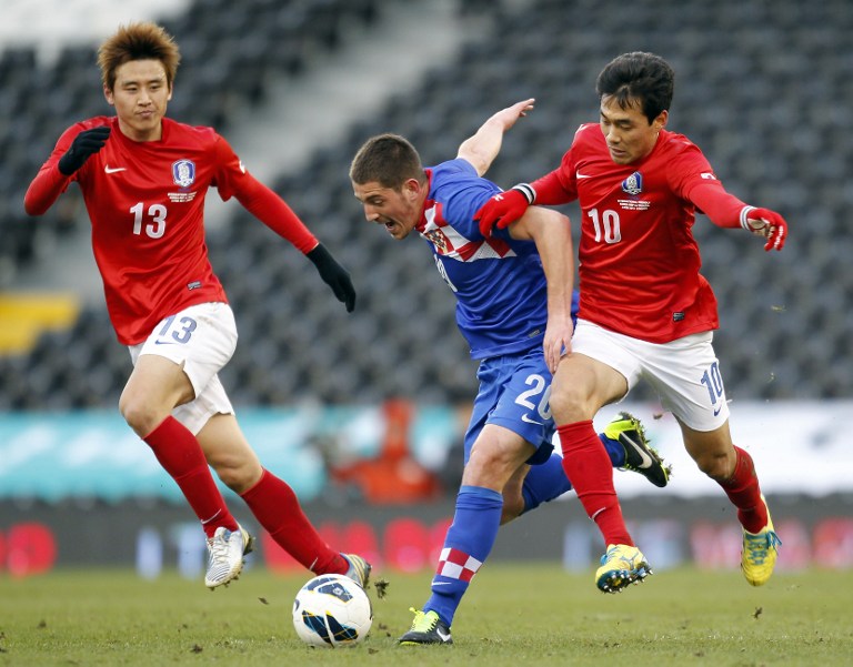 South Koreau00e2u20acu2122s striker Park Chu-Young (right) has been included in his countryu00e2u20acu2122s 23-man squad for the 2014 World Cup finals. u00e2u20acu201d AFP pic
