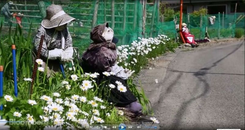 One of the few remaining residents of Nagoro, on southern Shikoku island is replacing those who leave or die with life-sized replicas. u00e2u20acu2022 Bloomberg pic