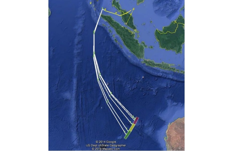 A map showing MH370u00e2u20acu2122s flight path, based on the best available knowledge of the investigation team. u00e2u20acu201d Ministry of Transport pic