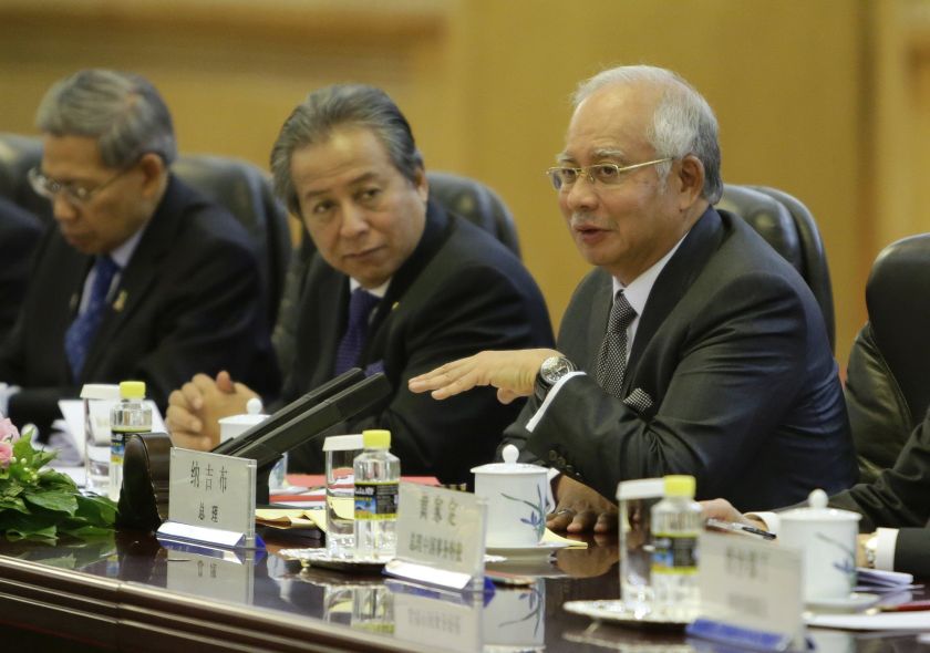 Malaysia's Prime Minister Datuk Seri Najib Razak (right) speaks during a meeting with China's Premier Li Keqiang (not pictured) at the Great Hall of the People in Beijing May 29, 2014. u00e2u20acu2022 Reuters pic