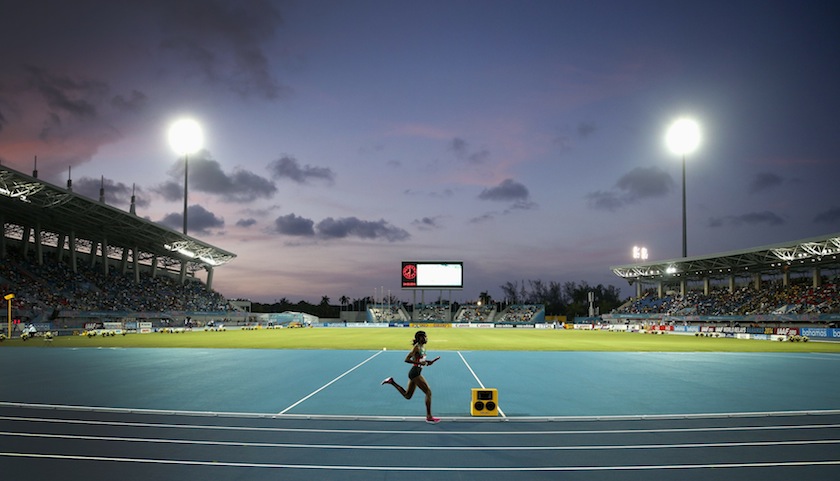 Kenya's Faith Chepngetich Kipyegon runs alone during her leg of Kenya's world record setting win in the women's 4x1500 metres relay, at the IAAF World Relays Championships in  Nassau, Bahamas, May 24, 2014. u00e2u20acu201du00c2u00a0Reuters pic