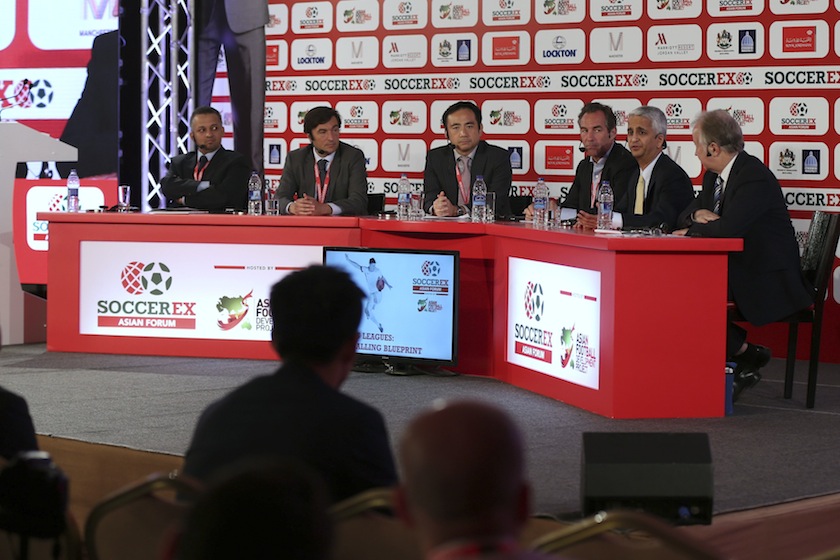 Sunil Gulati (second from right) attend a session on the second day of the Soccerex Asian Forum at the King Hussein Convention Centre at the Dead Sea May 14, 2014.u00c2u00a0u00e2u20acu201d Reuters pic