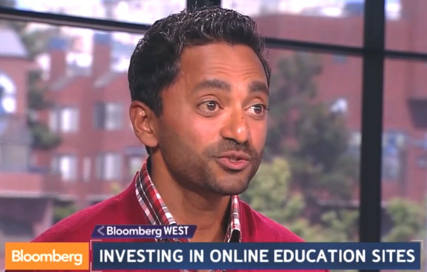 Screenshot of Bloomberg TVu00e2u20acu2122s show on the value of online education.