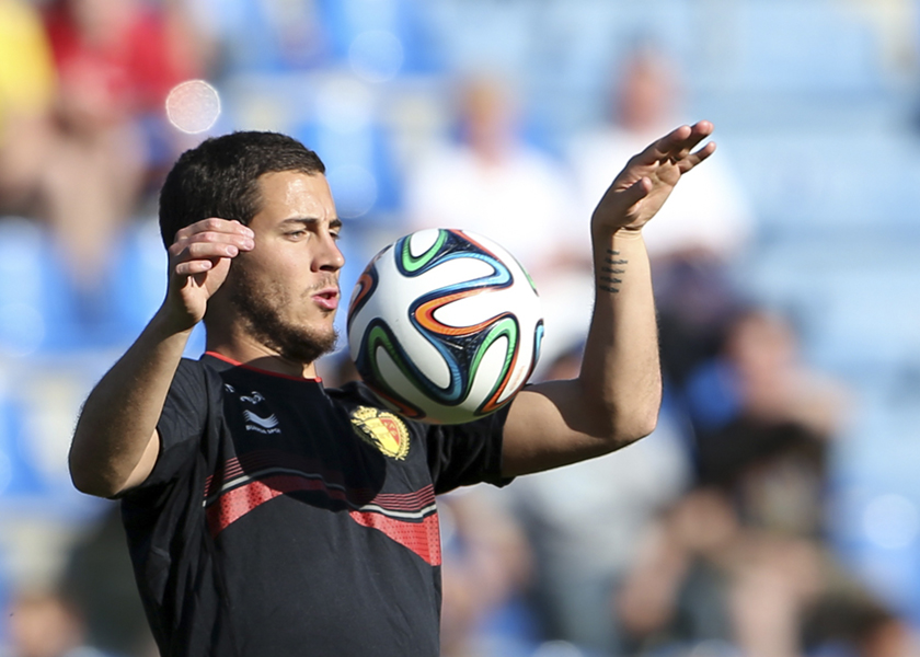 Belgium's national soccer team player Eden Hazard controls the ball during a training session in Genk, in preparation for the upcoming World Cup, May 19, 2014. u00e2u20acu201d Reuters pic