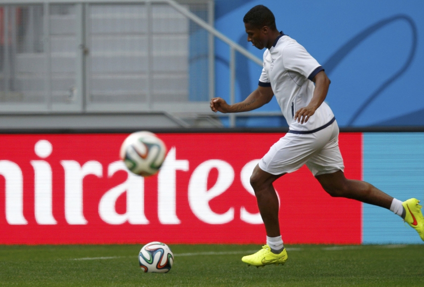 Ecuador's national football team player Antonio Valencia kicks a ball during a training session at the National stadium in Brasilia, June 14, 2014. u00e2u20acu201d Reuters pic
