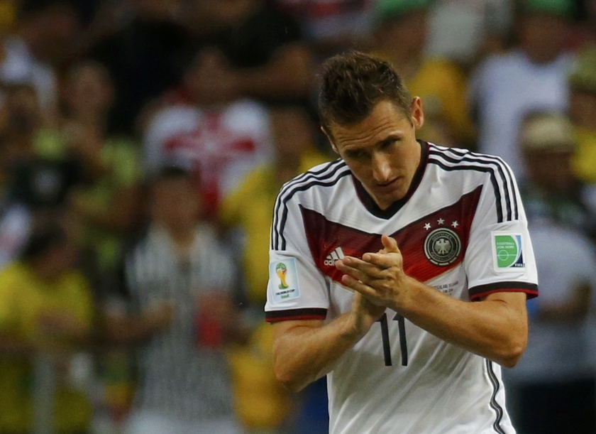 Germany's Miroslav Klose celebrates scoring a goal against Ghana during their 2014 World Cup Group G football match at the Castelao arena in Fortaleza June 21, 2014. u00e2u20acu201d Reuters pic 