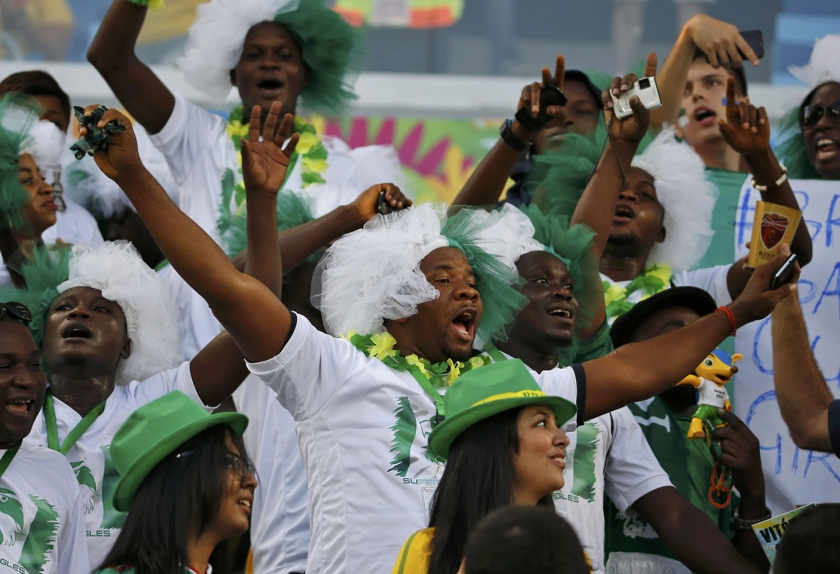 Nigeria fans cheer before the 2014 World Cup Group F football match between Nigeria and Bosnia at the Pantanal arena in Cuiaba June 21, 2014. u00e2u20acu201d Reuters pic