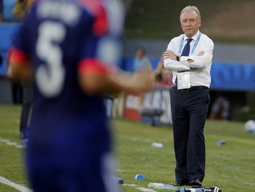 Japan's coach Alberto Zaccheroni watches as his team play against Colombia during their 2014 World Cup Group C match at the Pantanal arena in Cuiaba June 25, 2014. u00e2u20acu201d Reuters pic