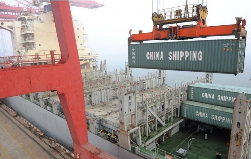 Chinau00e2u20acu2122s imports of major commodities fell in May. A shipping container is lifted by a crane at a port in Lianyungang, Jiangsu province, China, April 10, 2014. u00e2u20acu201d Reuters pic