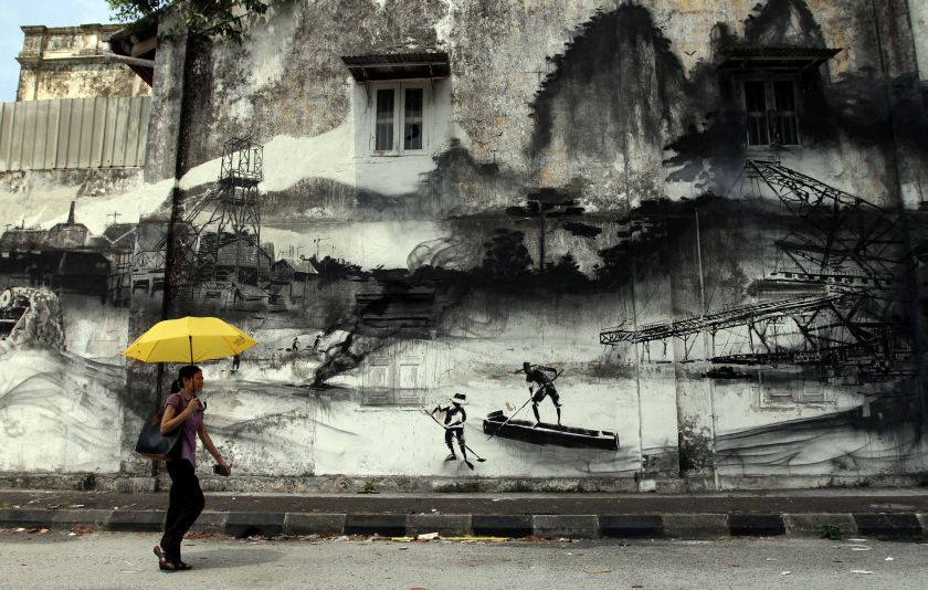 One of the murals painted by Ernest Zacharevic in Ipoh, June 23, 2014. u00e2u20acu201d  Picture by Yusof Mat Isa