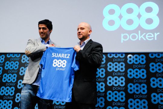 Luis Suarez signing on in May 2014 to be a brand ambassador for 888poker. Google search