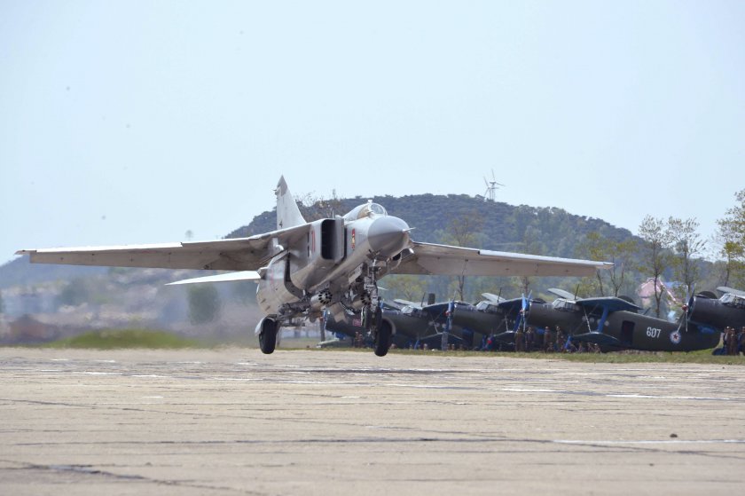 An aircraft is pictured at the 2014 Combat Flight Contest among commanding officers of the Korean Peopleu00e2u20acu2122s Air Force in photo released by Korean Central News Agency in Pyongyang May 10, 2014. u00e2u20acu201d Reuters pic