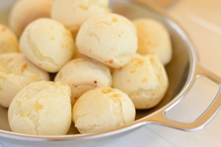 This ‘cheese bread’ is actually made of cassava starch and queijo minas, a semi-soft Brazilian cheese.
