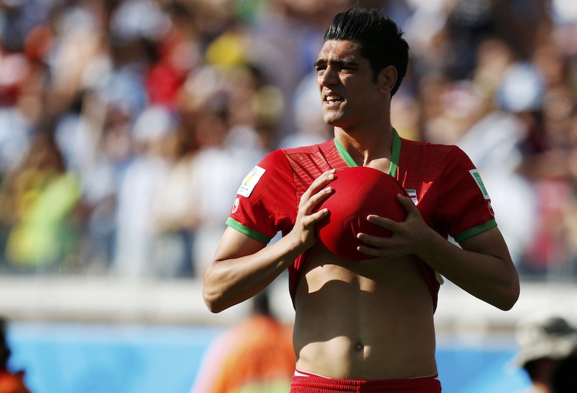 Iran's Reza Haghighi reacts after being defeated by Argentina in their 2014 World Cup Group F soccer match at the Mineirao stadium in Belo Horizonte June 21, 2014. u00e2u20acu201d Reuters pic
