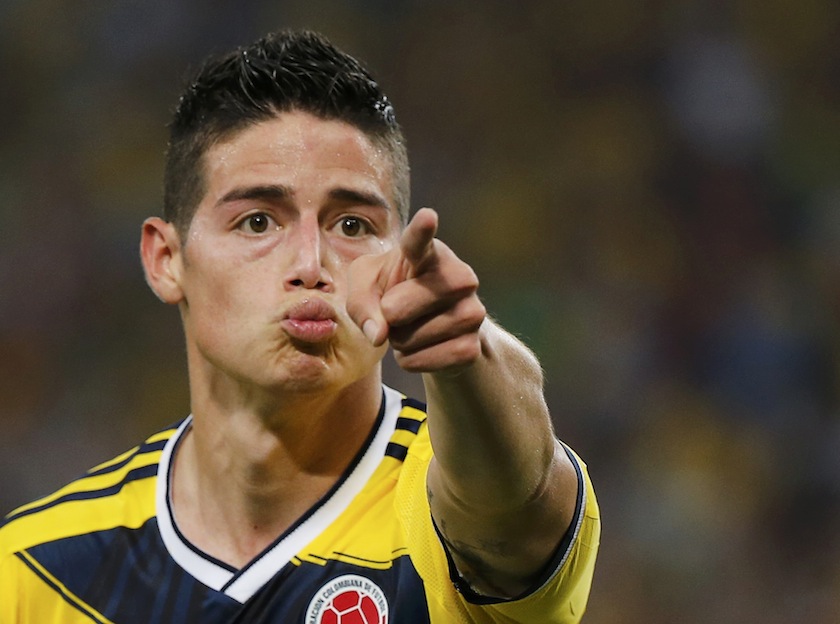 Colombia's James Rodriguez celebrates after scoring against Uruguay during their 2014 World Cup round of 16 game at the Maracana stadium in Rio de Janeiro June 29, 2014.u00c2u00a0u00e2u20acu201du00c2u00a0Reuters pic