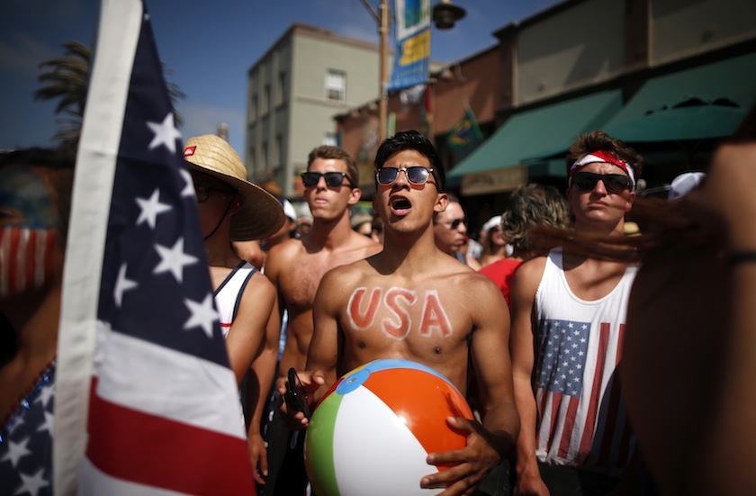 Chris Valcarcel, 19, watches the 2014 Brazil World Cup Group G match between Ghana and the US at a viewing party in Hermosa Beach, California June 16, 2014. u00e2u20acu201d Reuters pic