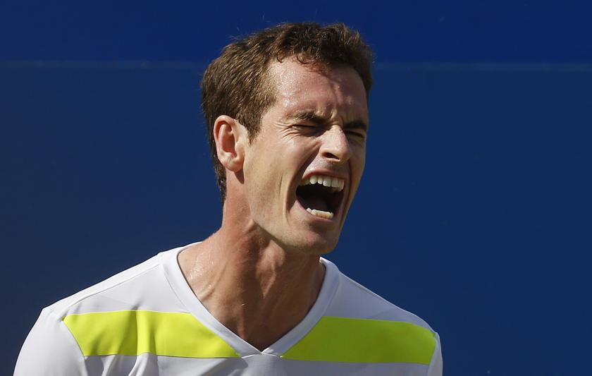 Britain's Andy Murray reacts during his match against Czech Republic's Radek Stepanek at the Queen's Club Championships in west London June 12, 2014. u00e2u20acu201du00c2u00a0Reuters pic
