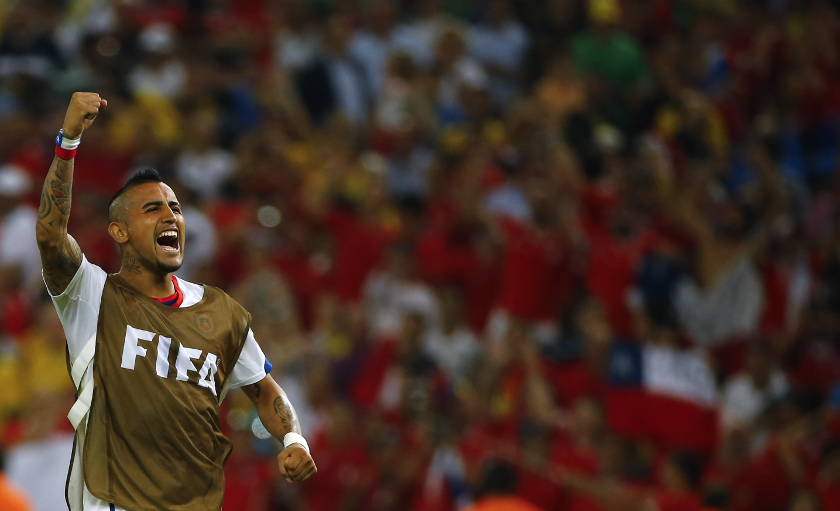 Chile's Arturo Vidal celebrates at the end of the team's 2014 World Cup Group B match against Spain at the Maracana stadium in Rio de Janeiro June 18, 2014. u00e2u20acu201d Reuters pic