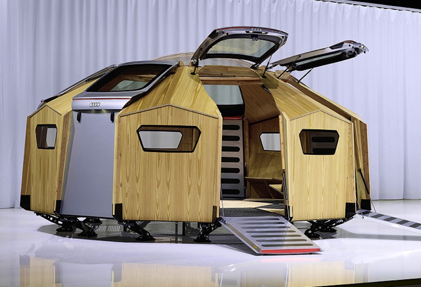 The various fragments are held together by a futuristic wooden structure and mounted on stilts. u00e2u20acu201d AFP pic