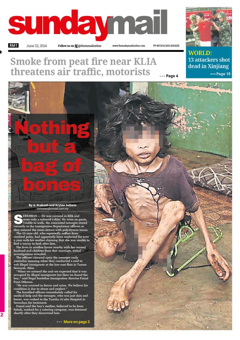 The front-page story which was in Malay Mail on June 22, 2014.
