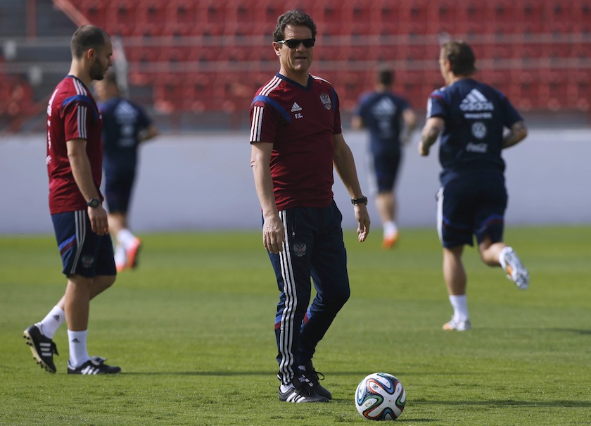 Russia's national coach Fabio Capello (centre) conducts a training session at the municipal stadium in the town of Itu June 9, 2014, prior to the 2014 Brazil World Cup which begins on June 12.u00c2u00a0u00e2u20acu201d Reuters pic