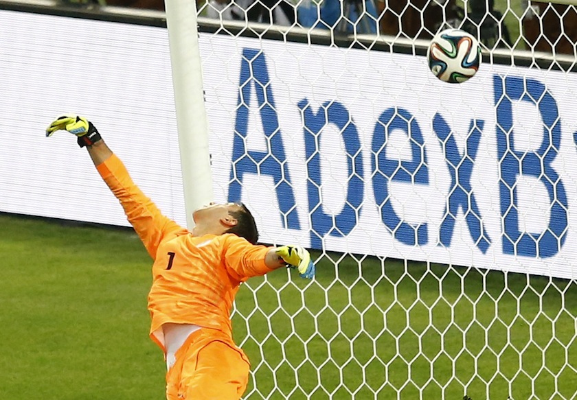 Uruguay's goalkeeper Fernando Muslera fails to stop a goal by Colombia's James Rodriguez during their 2014 World Cup round of 16 game at the Maracana stadium in Rio de Janeiro June 29, 2014.u00c2u00a0u00e2u20acu201du00c2u00a0Reuters pic