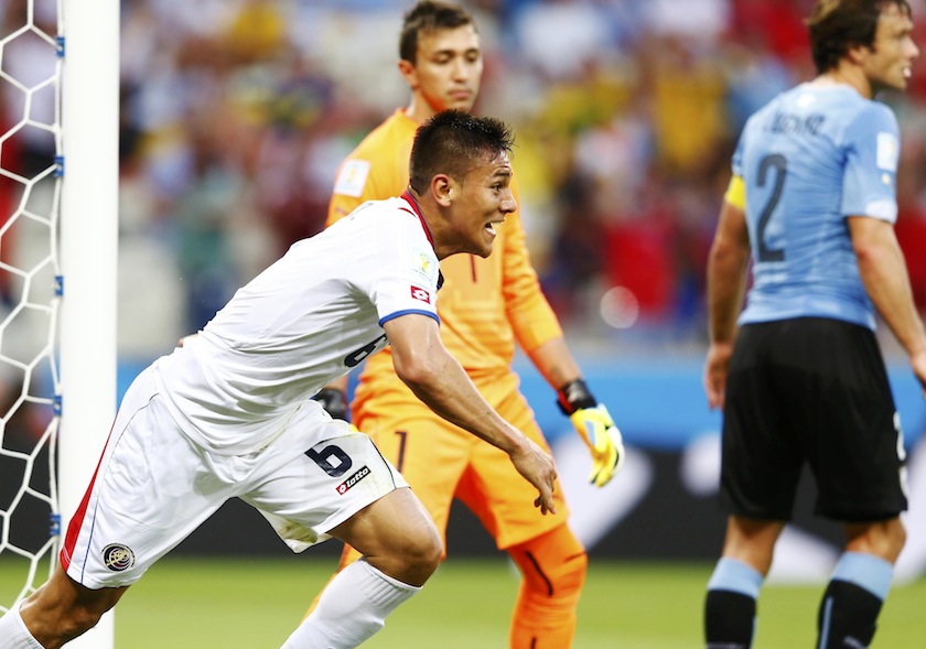 Costa Rica's Oscar Duarte celebrates after scoring against Uruguay during their 2014 World Cup Group D match at the Castelao stadium in Fortaleza June 15, 2014.u00c2u00a0u00e2u20acu201d Reuters pic
