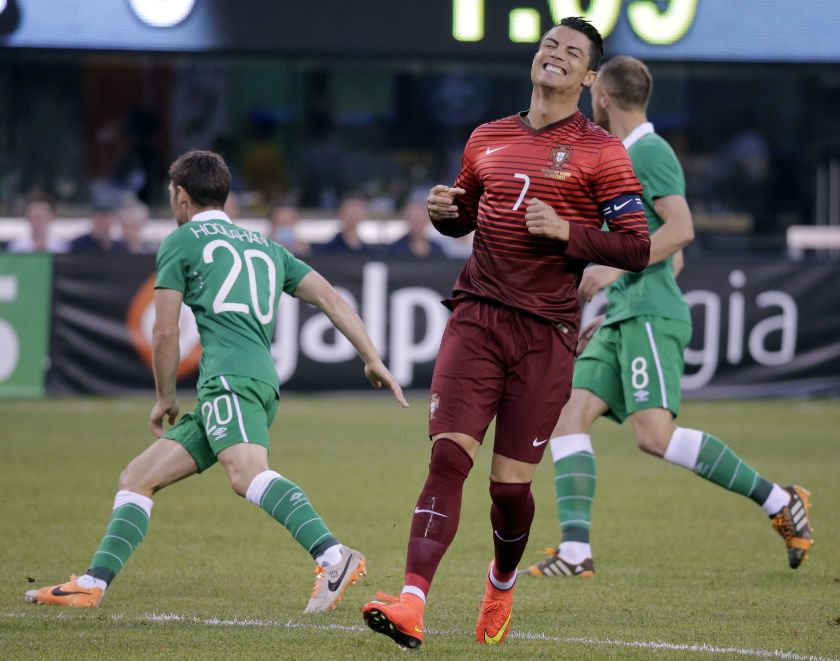 Portugal's Cristiano Ronaldo (7) reacts after he missed a shot on goal against Ireland in the first half during their international friendly football match, ahead of the 2014 World Cup, in East Rutherford, New Jersey, June 10, 2014. u00e2u20acu201d Reuters pic