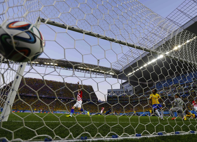 Croatia's Ivan Perisic (left) celebrates an own goal by Brazil's Marcelo during the 2014 World Cup opening match between Brazil and Croatia at the Corinthians arena in Sao Paulo June 12, 2014.u00c2u00a0u00e2u20acu201d Reuters pic