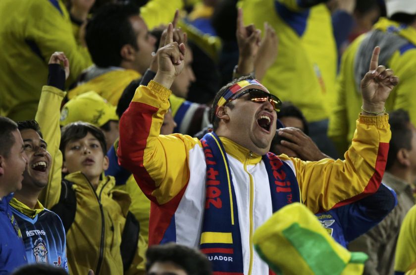 An Ecuador fan celebrates after their victory during their 2014 World Cup Group E football match against Honduras at the Baixada arena in Curitiba June 21, 2014. u00e2u20acu201d Reuters pic