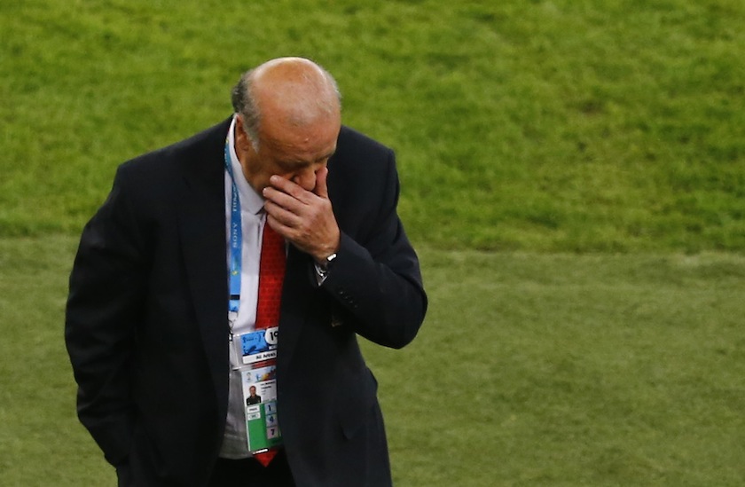 Spain's coach Vicente Del Bosque reacts during their 2014 World Cup Group B match against Chile at the Maracana stadium in Rio de Janeiro June 19, 2014.u00c2u00a0u00e2u20acu201d Reuters pic
